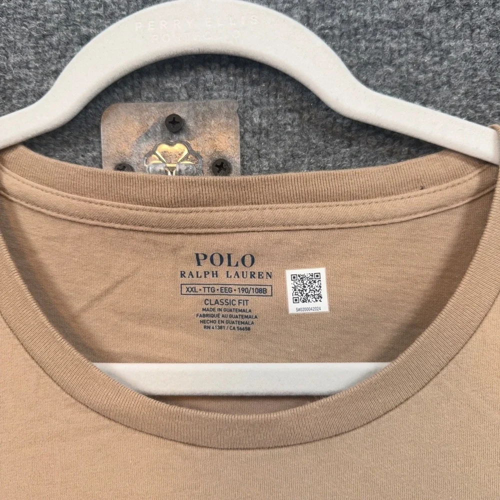 Polo Ralph Lauren Tshirt Men XXL Tan Classic Fit Short Sleeve Cotton Jersey
